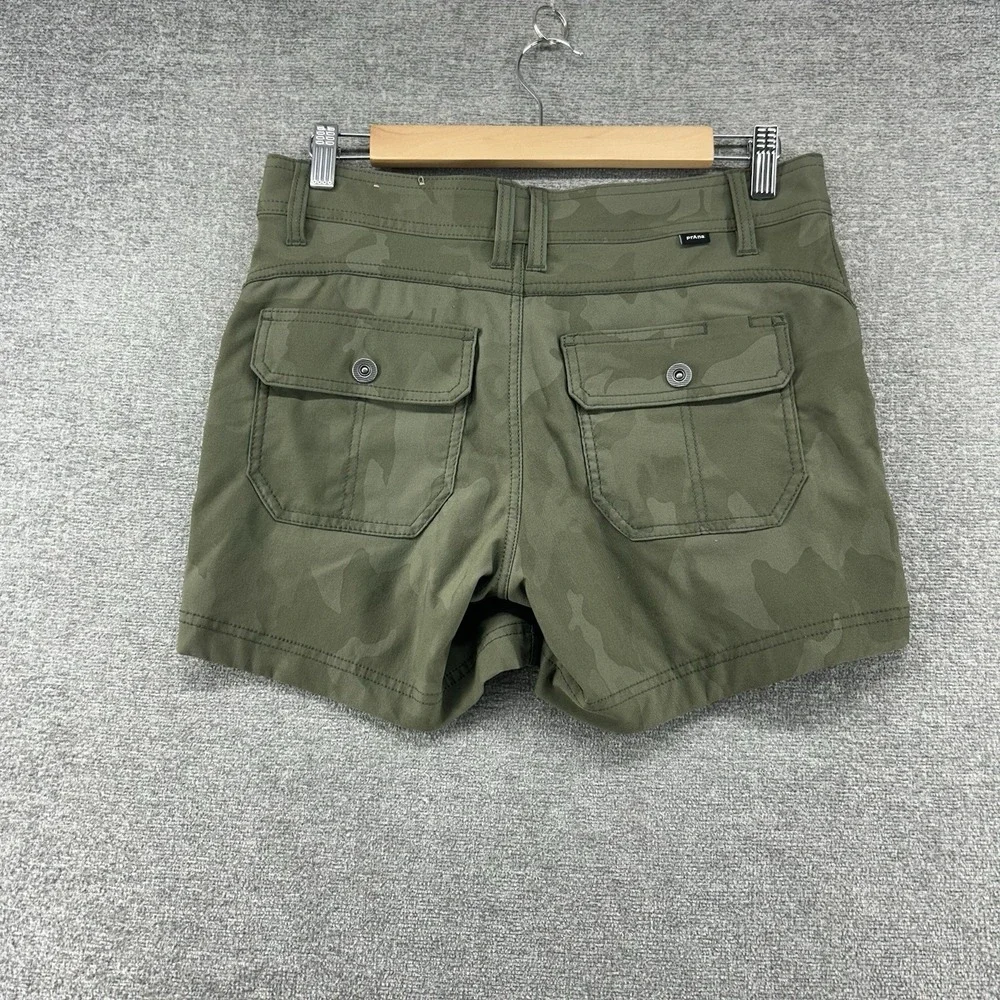 prAna Halle Standard Fit Shorts 6/05 Sage Camo Casual Stretch Outdoor